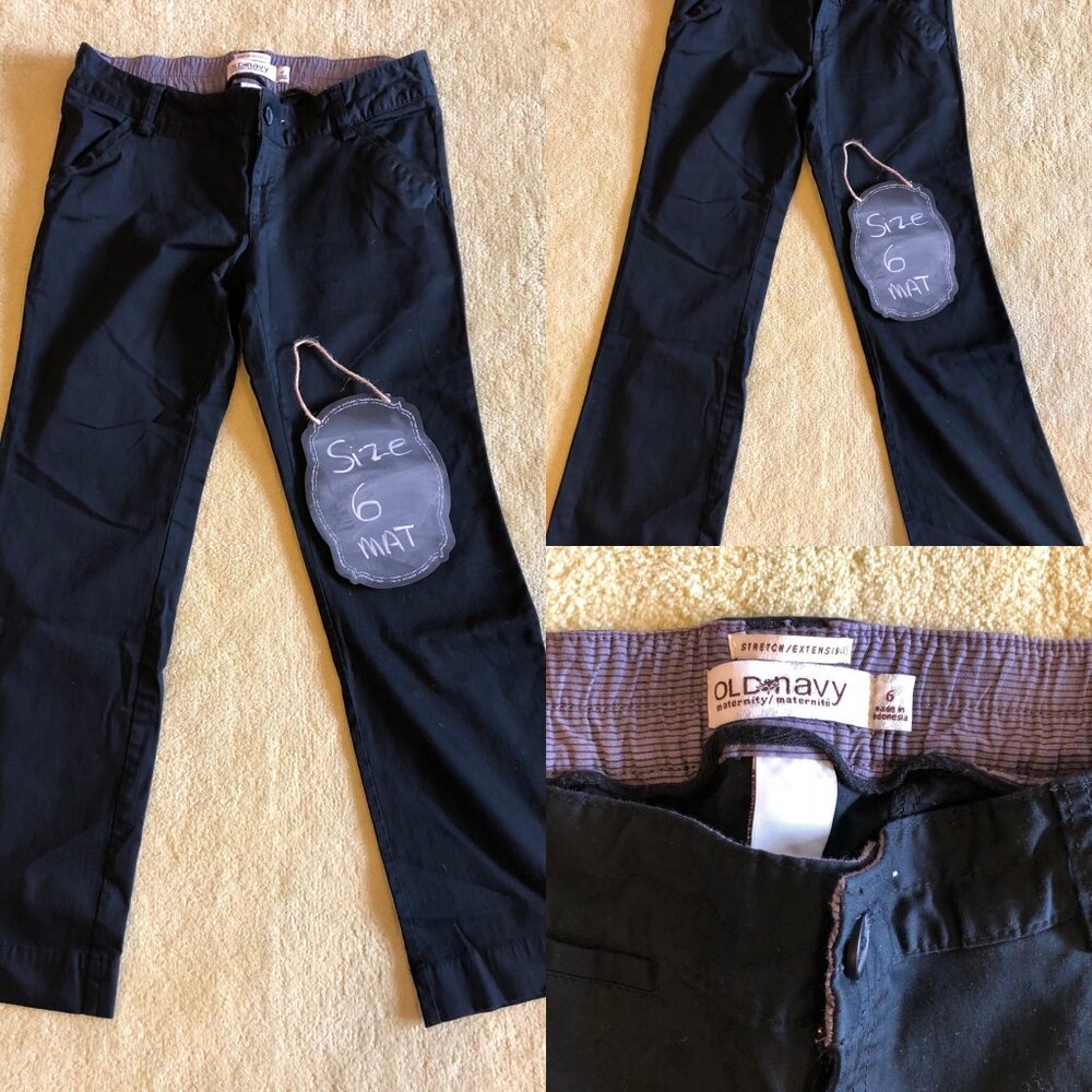 Black Old Navy Maternity Stretch Khakis Casual Pants - SIZE 6 MATERNITY
